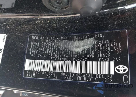 2023 Toyota Corolla Le from USA, damaged, VIN 5YFB4MDE5PP077926